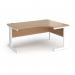 Vivo right hand ergonomic desk 1600mm - white frame, beech top VER16-WH-B