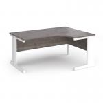 Vivo right hand ergonomic desk 1600mm - white frame, Grey Oak top VER16-WH-GO