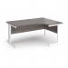 Vivo right hand ergonomic desk 1600mm - white frame, Grey Oak top VER16-WH-GO