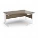 Vivo right hand ergonomic desk 1600mm - white frame, Nebraska Oak top VER16-WH-NO