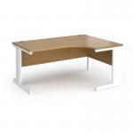 Vivo right hand ergonomic desk 1600mm - white frame, oak top VER16-WH-O