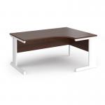 Vivo right hand ergonomic desk 1600mm - white frame, walnut top VER16-WH-W