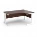 Vivo right hand ergonomic desk 1600mm - white frame, walnut top VER16-WH-W
