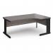 Vivo right hand ergonomic desk 1800mm - black frame, Grey Oak top VER18-K-GO