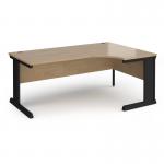 Vivo right hand ergonomic desk 1800mm - black frame, Kendal Oak top VER18-K-KO