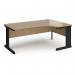 Vivo right hand ergonomic desk 1800mm - black frame, Kendal Oak top VER18-K-KO