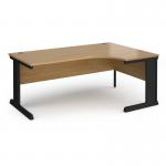 Vivo right hand ergonomic desk 1800mm - black frame, oak top VER18-K-O