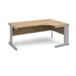 Vivo right hand ergonomic desk 1800mm - silver frame and oak top