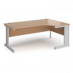 Vivo right hand ergonomic desk 1800mm - silver frame, beech top VER18-S-B