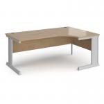 Vivo right hand ergonomic desk 1800mm - silver frame, Kendal Oak top VER18-S-KO