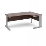 Vivo right hand ergonomic desk 1800mm - silver frame, walnut top VER18W