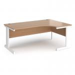 Vivo right hand ergonomic desk 1800mm - white frame, beech top VER18-WH-B