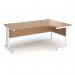 Vivo right hand ergonomic desk 1800mm - white frame, beech top VER18-WH-B