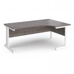 Vivo right hand ergonomic desk 1800mm - white frame, Grey Oak top VER18-WH-GO