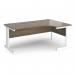 Vivo right hand ergonomic desk 1800mm - white frame, Nebraska Oak top VER18-WH-NO