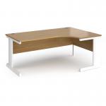 Vivo right hand ergonomic desk 1800mm - white frame, oak top VER18-WH-O