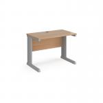 Vivo straight desk 1000mm x 600mm - silver frame, beech top VEX10B