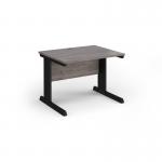 Vivo straight desk 1000mm x 600mm - black frame, Grey Oak top VEX10-K-GO