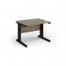 Vivo straight desk 1000mm x 600mm - black frame, Nebraska Oak top VEX10-K-NO