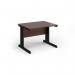 Vivo straight desk 1000mm x 600mm - black frame, walnut top VEX10-K-W