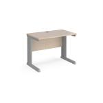Vivo straight desk 1000mm x 600mm - silver frame and maple top