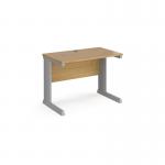 Vivo straight desk 1000mm x 600mm - silver frame, oak top VEX10O