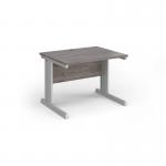 Vivo straight desk 1000mm x 600mm - silver frame, Grey Oak top VEX10-S-GO