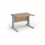 Vivo straight desk 1000mm x 600mm - silver frame, Kendal Oak top VEX10-S-KO