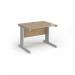 Vivo straight desk 1000mm x 600mm - silver frame, Kendal Oak top VEX10-S-KO