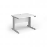 Vivo straight desk 1000mm x 600mm - silver frame, white top VEX10-S-WH