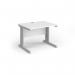 Vivo straight desk 1000mm x 600mm - silver frame, white top VEX10-S-WH