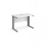 Vivo straight desk 1000mm x 600mm - silver frame, white top VEX10WH