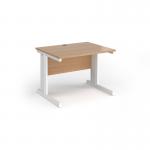 Vivo straight desk 1000mm x 600mm - white frame, beech top VEX10-WH-B