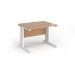 Vivo straight desk 1000mm x 600mm - white frame, beech top VEX10-WH-B