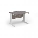 Vivo straight desk 1000mm x 600mm - white frame, Grey Oak top VEX10-WH-GO