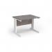 Vivo straight desk 1000mm x 600mm - white frame, Grey Oak top VEX10-WH-GO