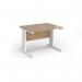 Vivo straight desk 1000mm x 600mm - white frame, Kendal Oak top VEX10-WH-KO