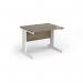 Vivo straight desk 1000mm x 600mm - white frame, Nebraska Oak top VEX10-WH-NO