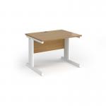 Vivo straight desk 1000mm x 600mm - white frame, oak top VEX10-WH-O