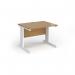 Vivo straight desk 1000mm x 600mm - white frame, oak top VEX10-WH-O