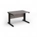 Vivo straight desk 1200mm x 600mm - black frame, Grey Oak top VEX12-K-GO