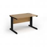 Vivo straight desk 1200mm x 600mm - black frame, oak top VEX12-K-O