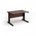 Vivo straight desk 1200mm x 600mm - black frame, walnut top VEX12-K-W