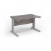Vivo straight desk 1200mm x 600mm - silver frame, Grey Oak top VEX12-S-GO