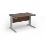 Vivo straight desk 1200mm x 600mm - silver frame, walnut top VEX12-S-W