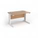 Vivo straight desk 1200mm x 600mm - white frame, beech top VEX12-WH-B