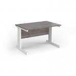 Vivo straight desk 1200mm x 600mm - white frame, Grey Oak top VEX12-WH-GO