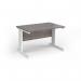 Vivo straight desk 1200mm x 600mm - white frame, Grey Oak top VEX12-WH-GO
