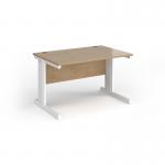 Vivo straight desk 1200mm x 600mm - white frame, Kendal Oak top VEX12-WH-KO
