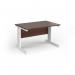 Vivo straight desk 1200mm x 600mm - white frame, walnut top VEX12-WH-W